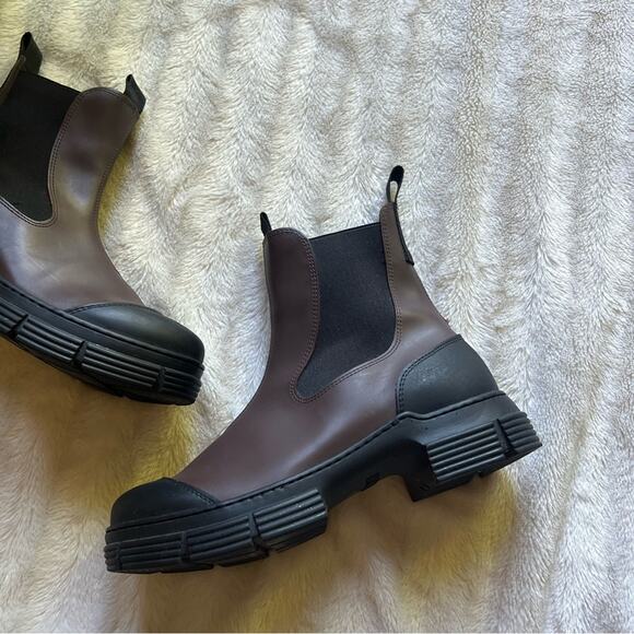 GANNI Recycled Rubber Brown & Black City Boots - Picture 5 of 10